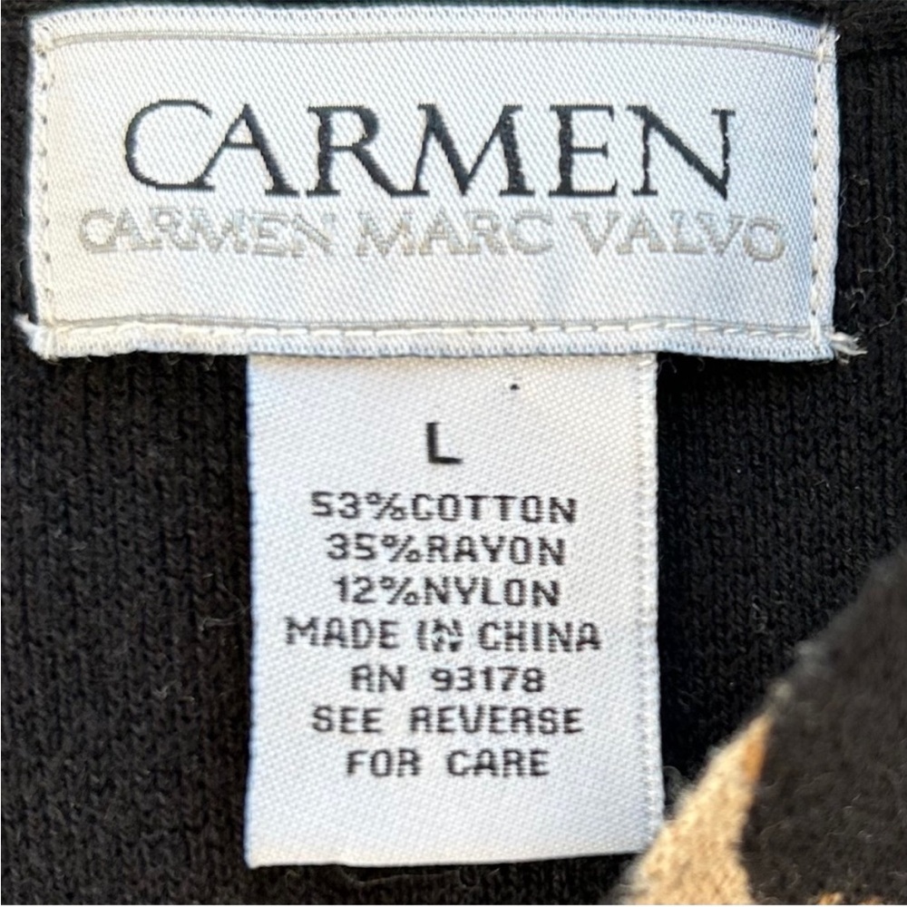 Carmen Marc Valvo Open Front Leopard Sweater Vest. - Picture 3 of 5